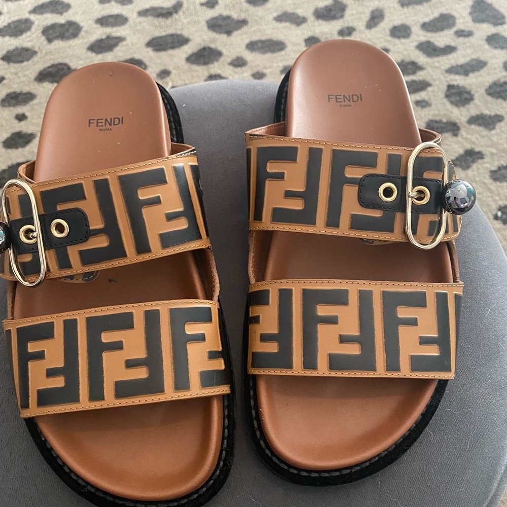 Fendi Pearland Slide Sandals Size 38.5